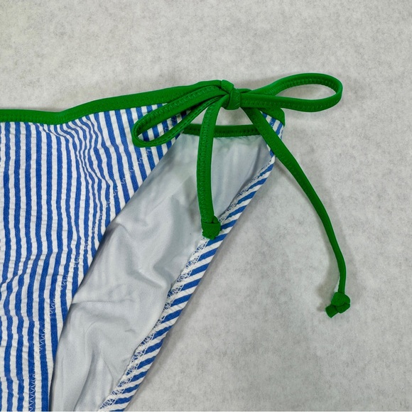 J.CREW Tipped Seersucker String Bikini Bottom - G1342 - Sz S - Picture 3 of 11